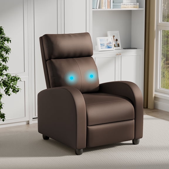 Vineego Massage Recliner Chair with Remote Control Single Sofa with PU Leather Space-Saving Design for Living Room & Bedroom