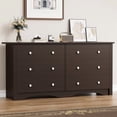 thumbnail image 1 of Lumihaven Rustic Modern Chest of 6 Drawers,Extra Wide Double Dresser for Master Bedroom or Nursery Storage,Brown, 1 of 7