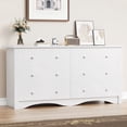 thumbnail image 1 of Vineego Rustic Modern Chest of 6 Drawers,Extra Wide Double Dresser for Master Bedroom or Nursery Storage,White, 1 of 7
