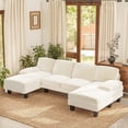 thumbnail image 1 of Vineego U-Shaped Sectional Sofa with Double Chaise 4-Seat Modular Sofa Couch for Living Room,Corduroy Beige, 1 of 8