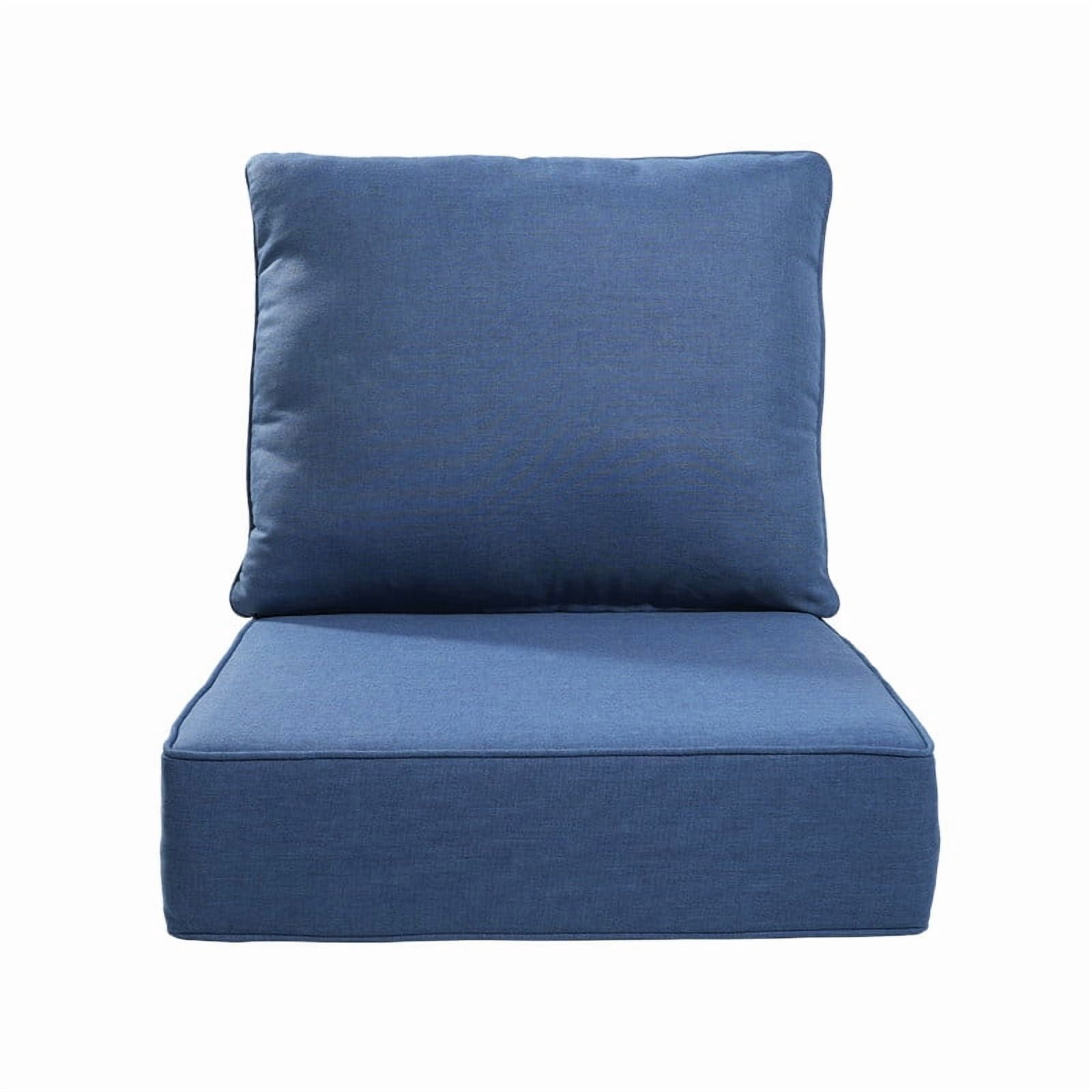 24" x 22" x 6" Outdoor Seat and Back Cushion, Pack of 1, Replacement Furniture Cushions Deep Seating for Patio Sofas Chairs, Blue