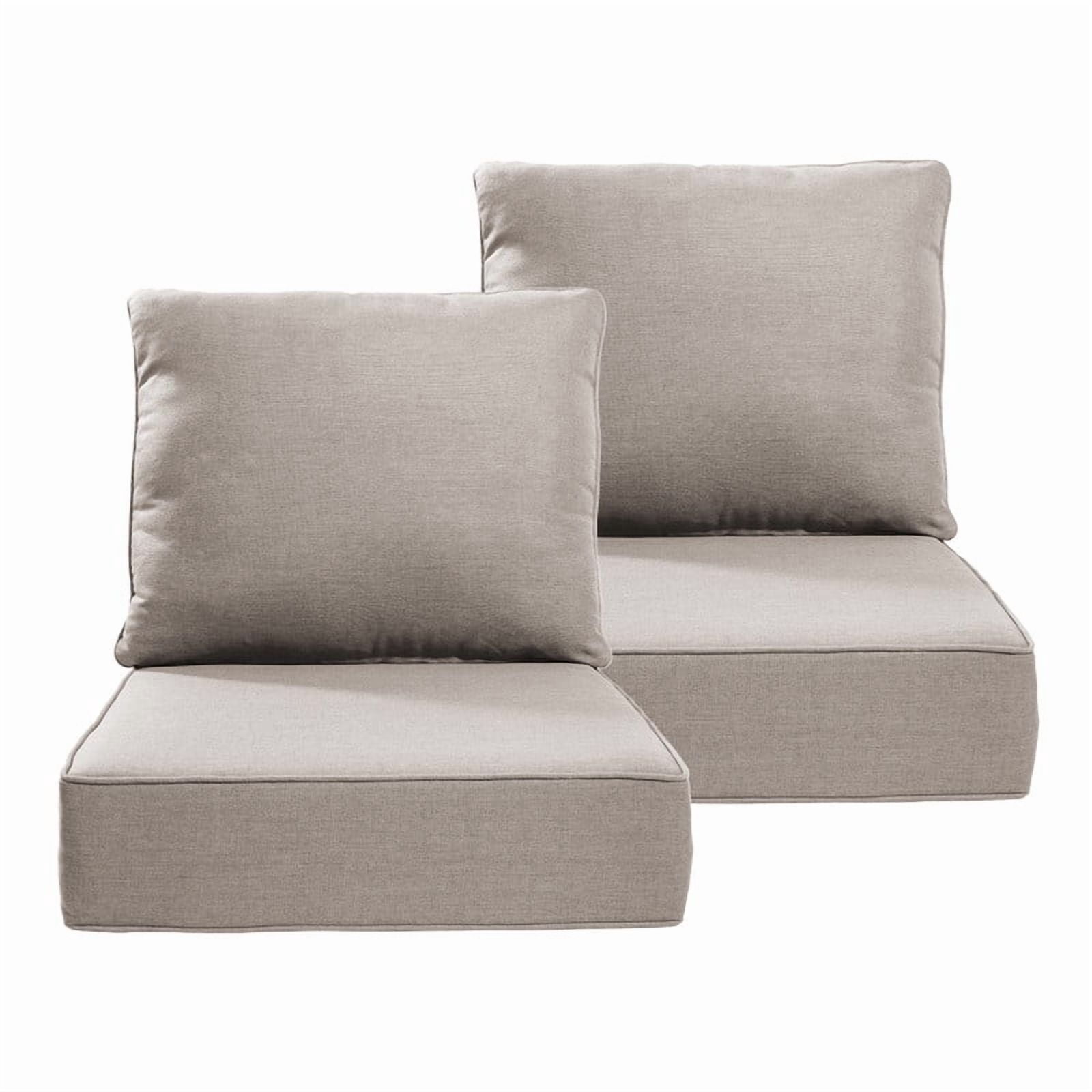 24" x 22" x 6" Outdoor Seat and Back Cushion, Pack of 2, Replacement Furniture Cushions Deep Seating for Patio Sofas Chairs, Beige