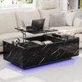 thumbnail image 1 of Lumiinofami 47" Lift Top Coffee Table, Faux Marble Wooden Coffee Table with Storage and LED Lights, Modern Center Table with Wireless Charging Station for Living Room, Black, 1 of 6
