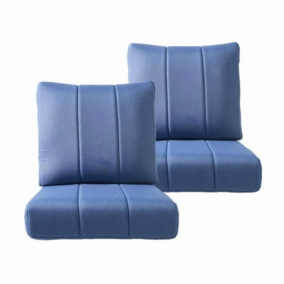 Lumiinofami Outdoor Cushions Set Deep Seat & Back for Patio Chairs Sofas, 24" x 24" x 6", Blue