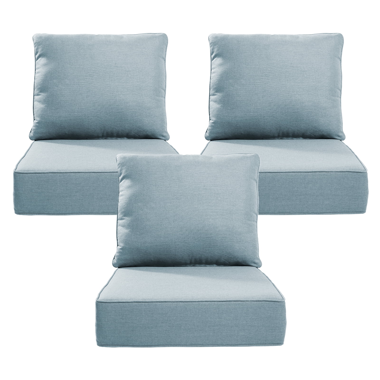 Outdoor Chair Cushions Set 24 x 24 x 6 inch, Waterproof & Fade Resistant Patio Furniture Replacement Deep Seat & Back Cushions for Patio Chair Sofa Couch, Baby Blue