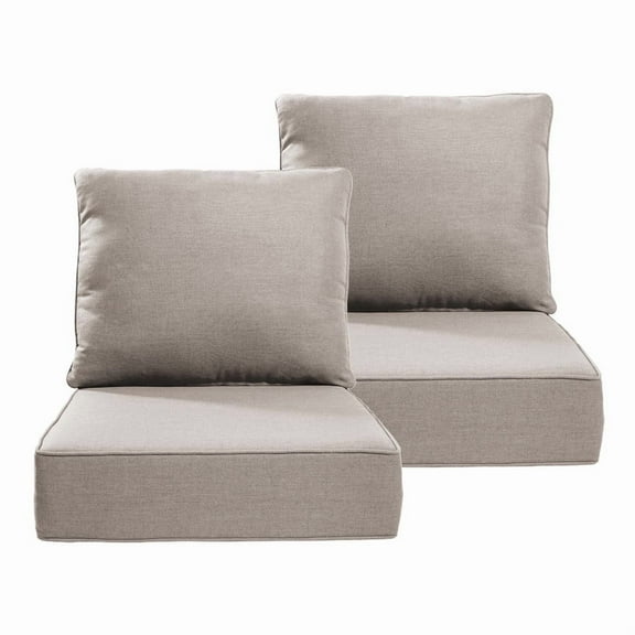 Outdoor Chair Cushions Set 24 x 24 x 6 inch, Waterproof & Fade Resistant Patio Furniture Replacement Deep Seat & Back Cushions for Patio Chair Sofa Couch, Beige