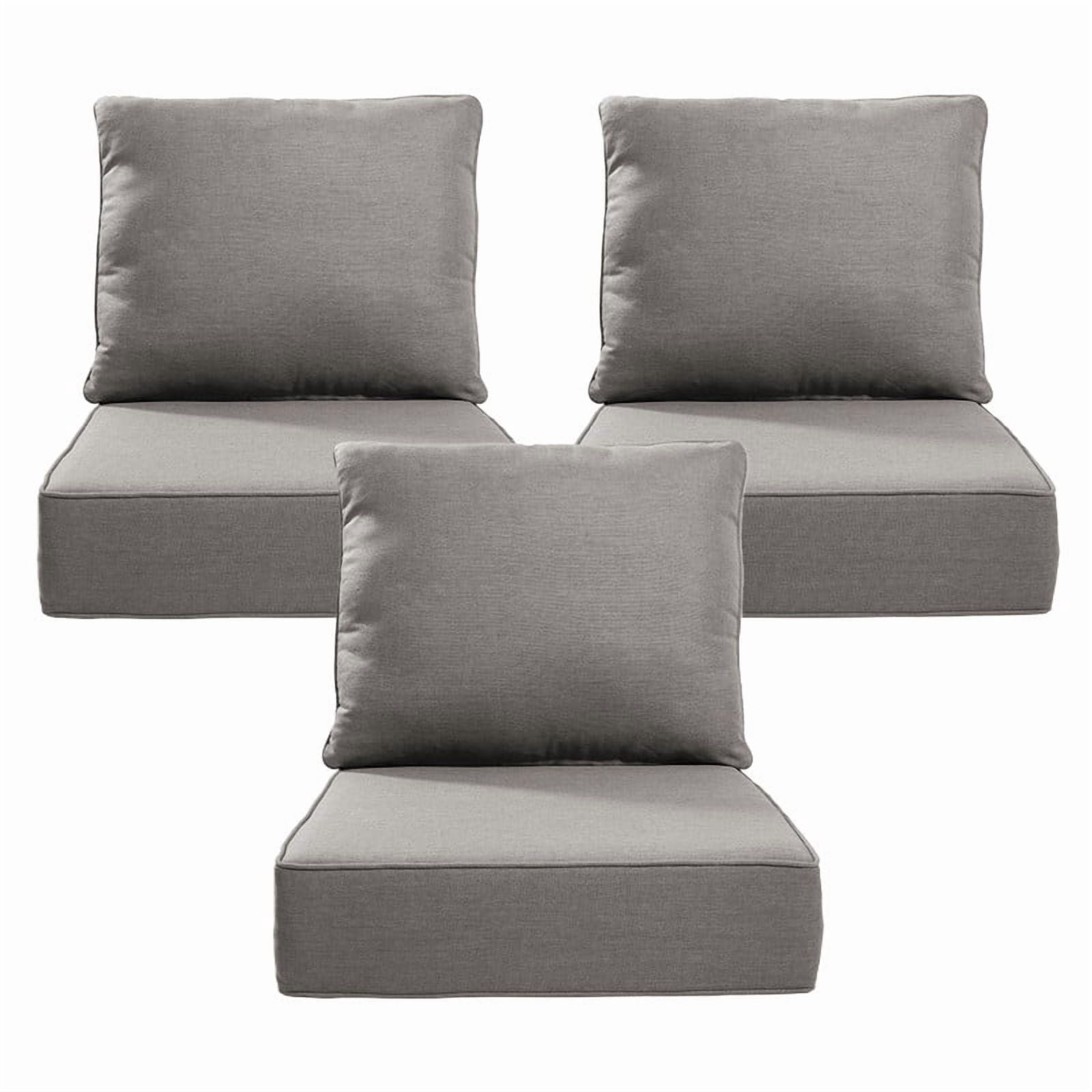 Outdoor Chair Cushions Set 24 x 24 x 6 inch, Waterproof & Fade Resistant Patio Furniture Replacement Deep Seat & Back Cushions for Patio Chair Sofa Couch, Gray