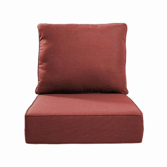 Outdoor Chair Cushions Set 24 x 24 x 6 inch, Waterproof & Fade Resistant Patio Furniture Replacement Deep Seat & Back Cushions for Patio Chair Sofa Couch, Red
