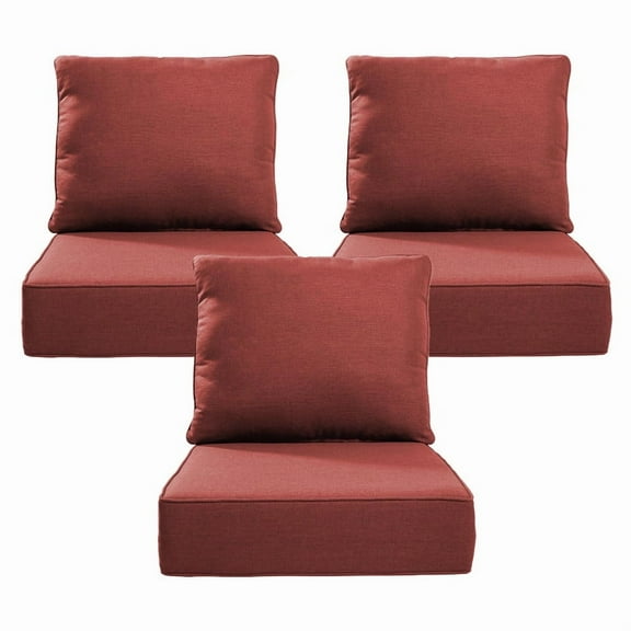 Lumiinofami Outdoor Chair Cushions Set 24 x 24 x 6 Inch, Waterproof & Fade Resistant Patio Furniture Replacement Deep Seat & Back Seat Cushions for Patio Chair Sofa Couch, Red