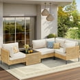 thumbnail image 1 of Lumiinofami Patio 5-Piece Wicker Sectional Furniture Sets, Boho Outdoor Conversation Sofa Sets with Beige Cushions and Coffee Table for Backyards Garden Balcony, 1 of 10