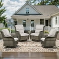 thumbnail image 1 of Lumiinofami Patio Swivel Rocking Chairs Set of 4 Outdoor Wicker Rattan Deep Seat Rocker Gliders with Cushions, 1 of 8