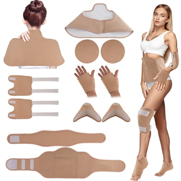 Lumikrypt 11Pcs Castor Oil Pack Wrap, Castor Oil Pack with Anti Oil Leak Design, Organic Flannel Cotton Reusable Castor Oil Compress Pads for Women