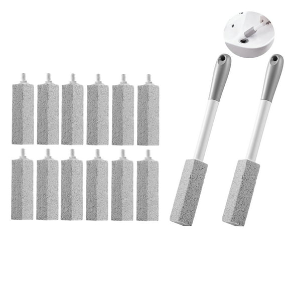 Lumikrypt 12 Pack Pumice Stone for Toilets, Pumice Stick Toilet Bowl Cleaner with 2 Extra Long Handle, Pumice Stone Scouring Sticks for Toilet, Bathrooms, Kitchen Cleaning