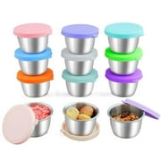 Lumikrypt 12Pack -2.4Oz Portable Salad Dressing Containers, Leak-Proof Reusable Stainless Steel Snack Boxes with Silicone Lids, Sauce Containers, Ideal for Lunchboxes, Picnics, Travel, and Meal Prep