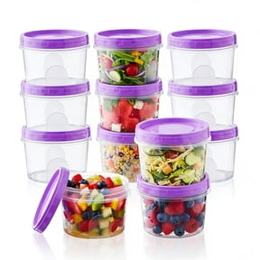 Lumikrypt 12Pcs 17Oz Plastic Food Storage Containers with Twist Top Lid, Food Freezer Storage Containers, Reusable Soup Containers, Thickened Food Containers for Lunch, Salad, Soup, Oats.