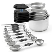Lumikrypt 16 Piece Magnetic Measuring Cups and Spoons Set, Stainless Steel Nesting Metal Measuring Cups Set with Leveler for Dry and Liquid Ingredients, Kitchen Gadgets for Cooking &amp; Baking (Black)