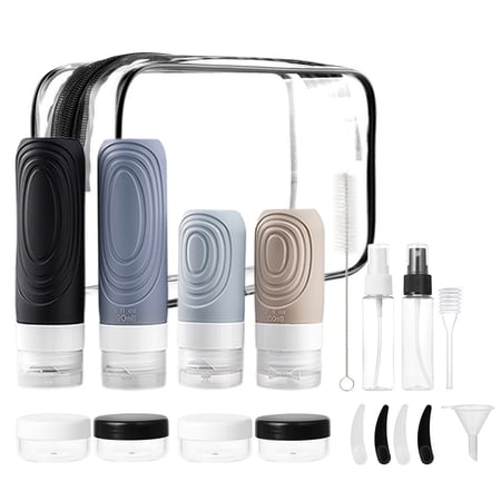 Lumikrypt 19Pcs Travel Bottles for Toiletries, TSA Approved Leak Proof Silicone BPA Free Refillable Containers for Shampoo, Conditioner Lotion Perfect for Effortless Travel Outdoor Explorations