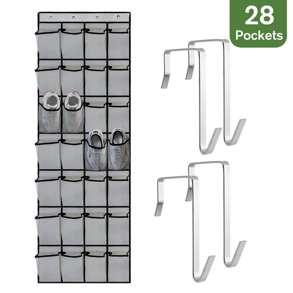 Lumikrypt Over The Door Shoe Organizer, 28 Large Pockets Hanging Shoe Organizer, Closet Shoe Organizer, Shoe Hanger Organizers Storage Holder for Back of Door