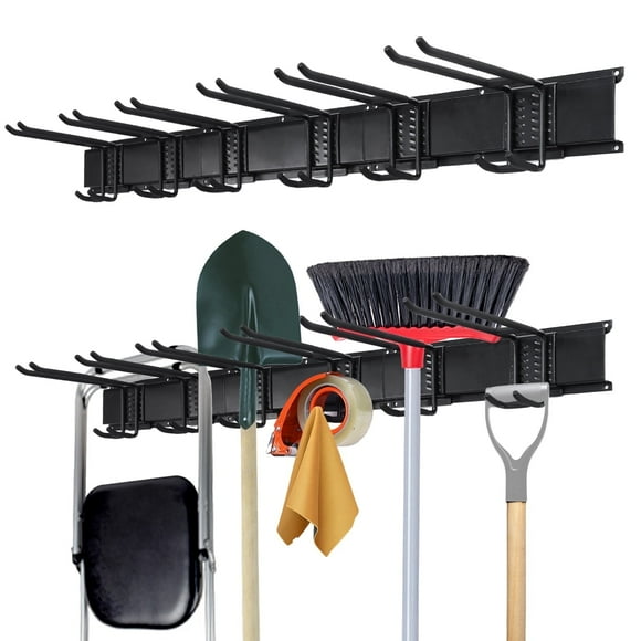 Lumikrypt 48inch Garage Tool Organizer Wall Mount, Heavy Duty Garage Storage Rack with 6 Adjustable Hooks, Garden Tool Rack for Hanging Ladders, Lawn Trimmer, Max 360Lbs