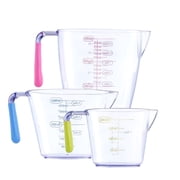 Lumikrypt 3 Piece Plastic Measuring Cups Set, BPA Free Liquid Measuring Beakers for Baking Cooking with Handle & Spout, Easy Read and Wash