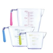 Lumikrypt 3 Piece Plastic Measuring Cups Set, BPA Free Liquid Measuring Beakers for Baking Cooking with Handle & Spout, Easy Read and Wash