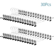 Lumikrypt 30 Pack Pants Hangers with Adjustable Clips, No Slip Stainless Steel Clothes Hangers, Metal Pants Hangers Space Saving for Shorts, Skirt, Bottoms, Jeans
