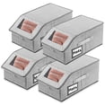 thumbnail image 1 of Lumikrypt 4 Pcs Stackable Hat Storage for Baseball Caps, Hat Organizer with Clear Window Lid, Holds up to 24 Caps Hat Organizer for Closet with Cardboard, Breathable Fabric(Grey), 1 of 7