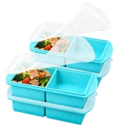 Lumikrypt 4Pcs Silicone Freezer Tray with Lids,2-Cup Large Food Freezer Containers, Freezer Ice Cube,Ideal for Freezing Soups, Sauces, and Microwave-Safe Single-Serving Meals