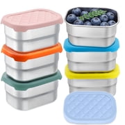 Lumikrypt 6 Pack Stainless Steel Snack Containers 8oz, Leak-Proof Metal Food Containers with Silicone Lids for Kids & Adults, Dishwasher Safe
