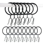 Lumikrypt 60 Pieces Metal Drapery Curtain Rings, 1.77 Inch Curtain Hanging Rings with Drapery Pin Hooks, Rustproof Metal Drapery Rings for Drapes Window Door Shower Bathroom