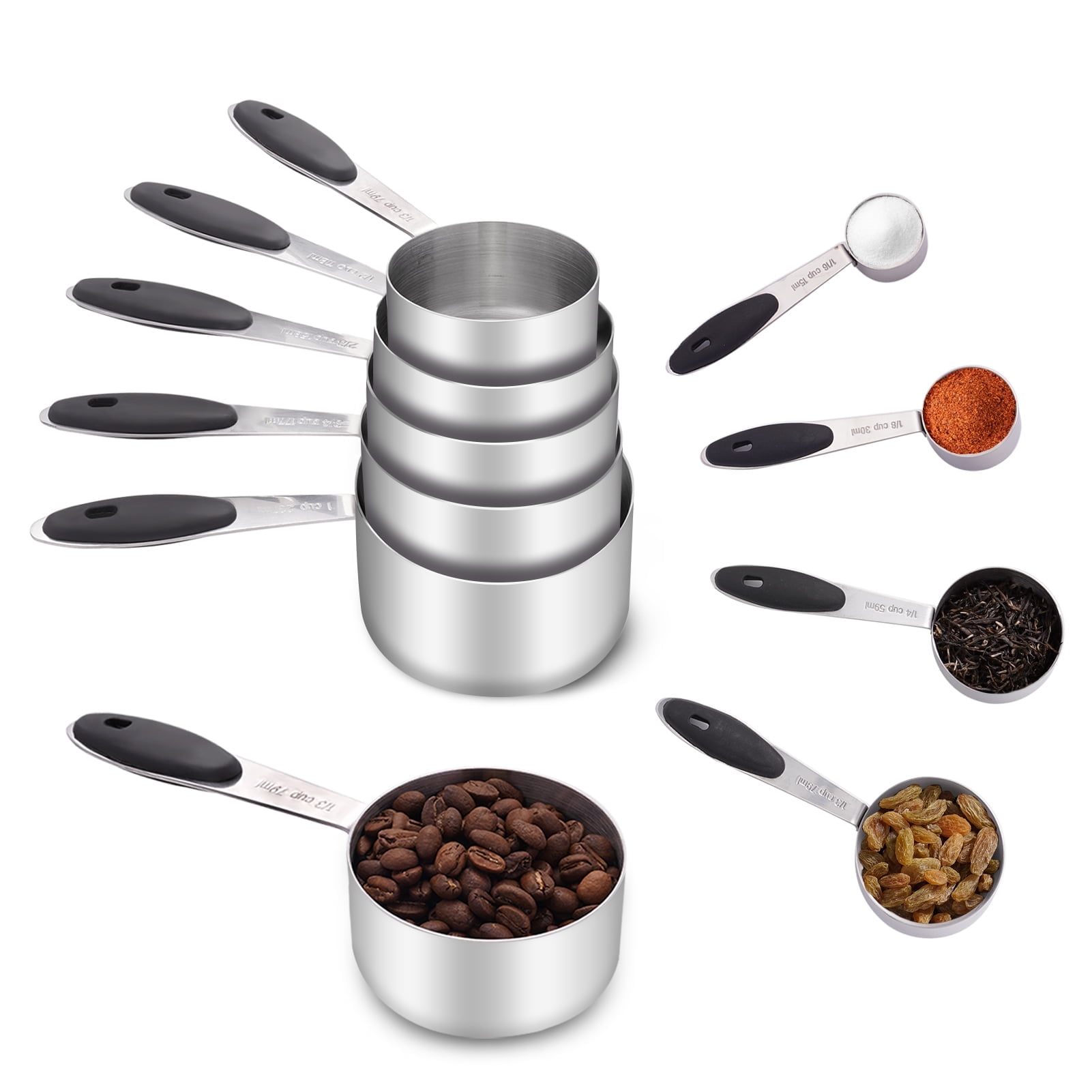 Lumikrypt 8Pcs Stainless Steel Measuring Cups Set, Nesting Measuring Cups with Easy to Read, Perfect for Dry and Liquid Ingredients, Kitchen Accessories, Dishwasher Safe - Walmart.com