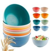 Lumikrypt 8Pcs Unbreakable Cereal Bowls Set, 26oz Reusable Plastic Wheat Straw Bowls, Microwave & Dishwasher Safe Bowls for Kitchen, Salad, Soup, Multicolor