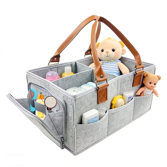 Lumikry Baby Diaper Caddy Organizer with Side Pockets,Diaper Organzier,Portable Nursery Storage Box, Suitable for Changing Table