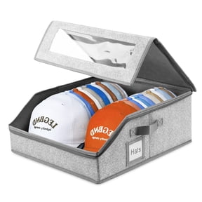 Lumikrypt Hat Storage for Baseball Caps Widen, Hat Organizer with Clear Window Lid, Holds up to 24 Caps Wide Hat Storage Box for Closet with Cardboard