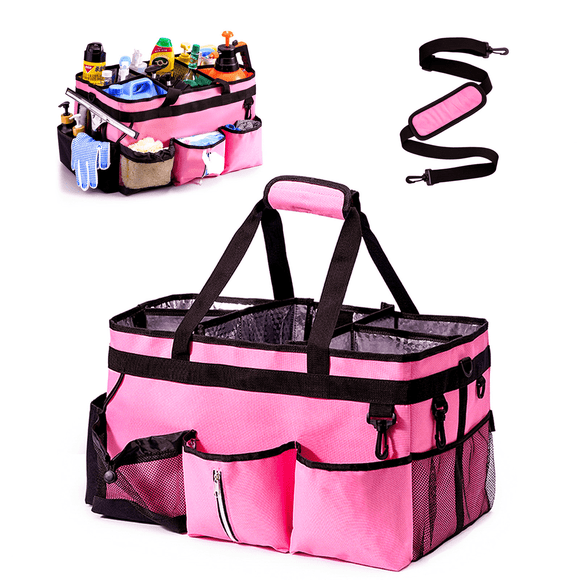Lumikrypt Extra Large Cleaning Caddy Bag, Wearable Cleaning Caddy Supplies Organizer with Handle & Shoulder Straps for Cleaners, Housekeeper, Car Accessories