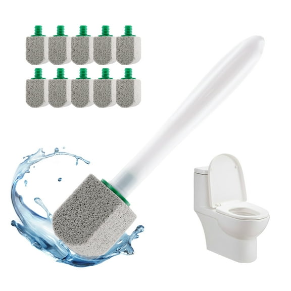 Lumikrypt Pumice Stone Toilet Bowl Cleaner, Pumice Toilet Scrubber Toilet Bowl Stain, Bathroom Cleaner Brush Toilet Wand Refills with 18CM Long Handle, 1 Wand+10 Pumice Stones