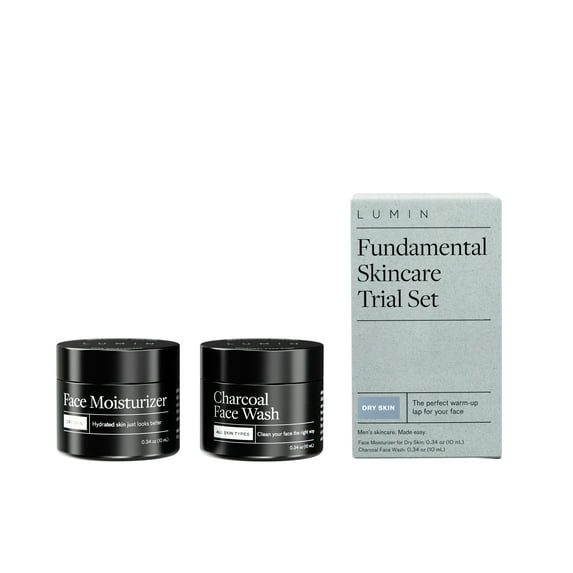 Lumin Men's 2pc Fundamental Skincare Trial Set for Dry Skin, Includes Face Wash and Face Moisturizer
