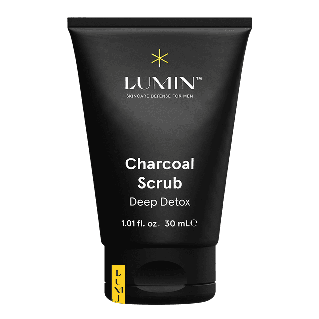 Lumin Men's Skincare Charcoal Exfoliating Scrub, Deep Cleansing Face Wash, 1.01 oz