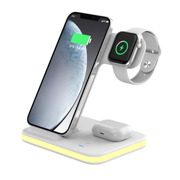 LuminCharge Pro 4-in-1 Wireless Charging Stand Night Light Qi Compatible Black