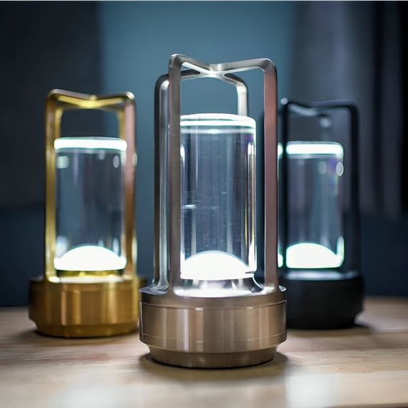 Lumina Lantern Table Lamp - Modern Open-Frame Design with Cylindrical Glass Light Source - Elegant Home Décor Accent for Any Space