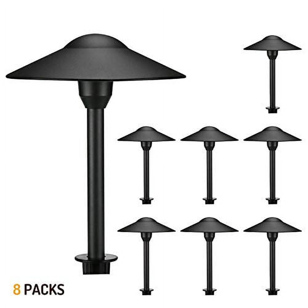 Black Aluminum LED Pathway Lights with Warm White Glow, 8-Pack