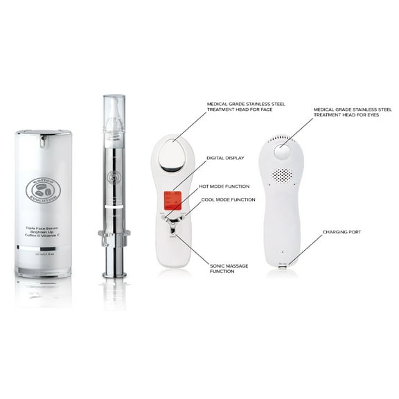 Lumina NRG Brightening Vitamin C- 2 Piece Set + Non surgical Anti aging Ultrasonic cream infuser