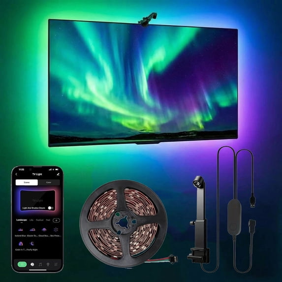 Lumina Pro Tv Immersion Kit,TV Backlight LED 16.4ft - TV Backlight Sync to Screen PC Monitor for 55-65 inch Screens,RGB LED Strip Lights Cuttable with Sensor Smart App Control,Game & Music Sync