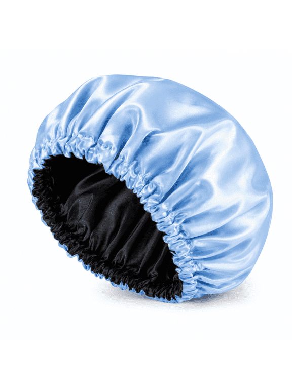 Lumina-Silky Double Layer Satin Bonnet for Sleeping, Elastic Hair Wrap Cap for Women, Protective Night Bonnet for Curly, Natural, Braided & Long Hair | Aqva Teal