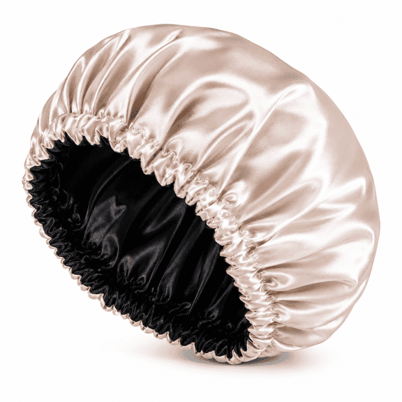 Lumina-Silky Satin Sleep Bonnet with Elastic Band, Double Layer Hair Bonnet for Sleeping, Soft Hair Wrap Cap for Curly, Natural & Long Hair | Beige