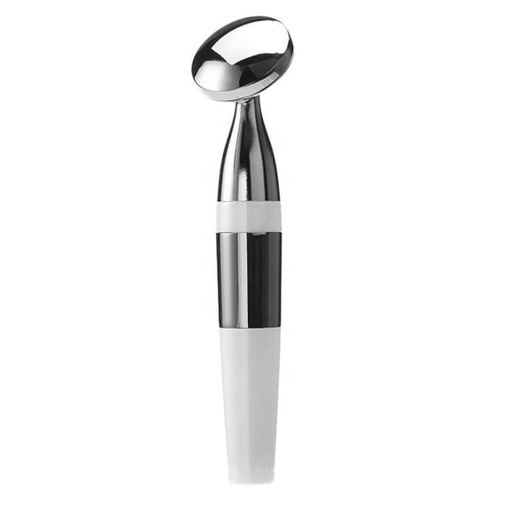 LuminaGlow Micro-Sculpt Wand: 3-in-1 Facial Toning Tool with Intelligent Microcurrent & Warm Sonic Vibration for Radiant Eyes and Toned Contours, USB Rechargeable, Pearl Silver