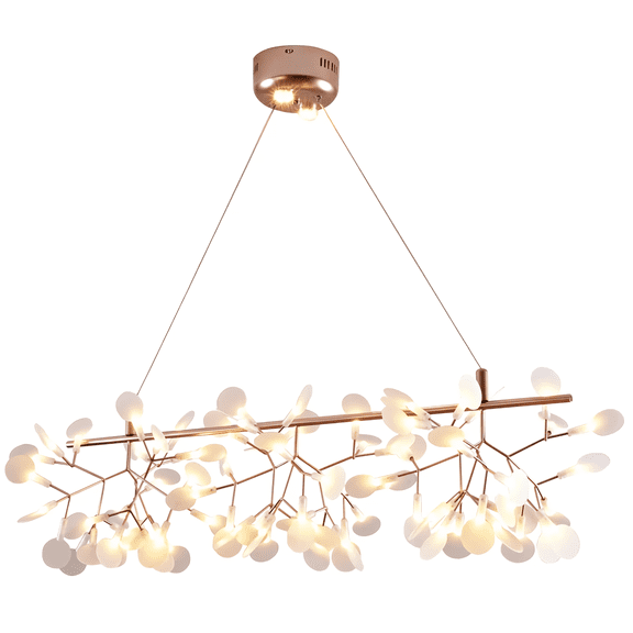 LuminaGlow Modern Firefly LED Chandelier, Rose Gold Iron Acrylic Pendant Light, 45/81-Light for Dining Room & Living Room