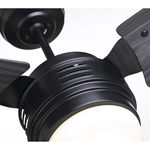 Luminance Avenue LED Ceiling Fan Large 60 Inch Fixture with Dimmable Lighting and Wall Control Contemporary Design with Downrod for Overhead Hanging, Barbeque Black