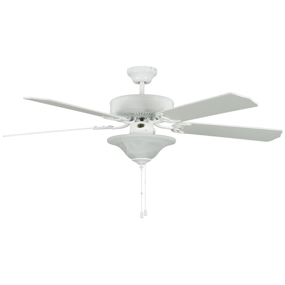 52HES5WH-MB-LED-Concord Fans-Heritage Square - 52 Inch 5 Blade Ceiling Fan with Light Kit White Finish with White Blade Finish with White Alabaster