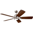 thumbnail image 1 of Luminance Kathy Ireland Home Ion Eco LED 60in Ceiling Fan with DC Motor | Hanging Fixture with Dimmable Light Kit, Wall Control, and Downrod Mount |  Brushed Steel  with Walnut Blades, 1 of 7